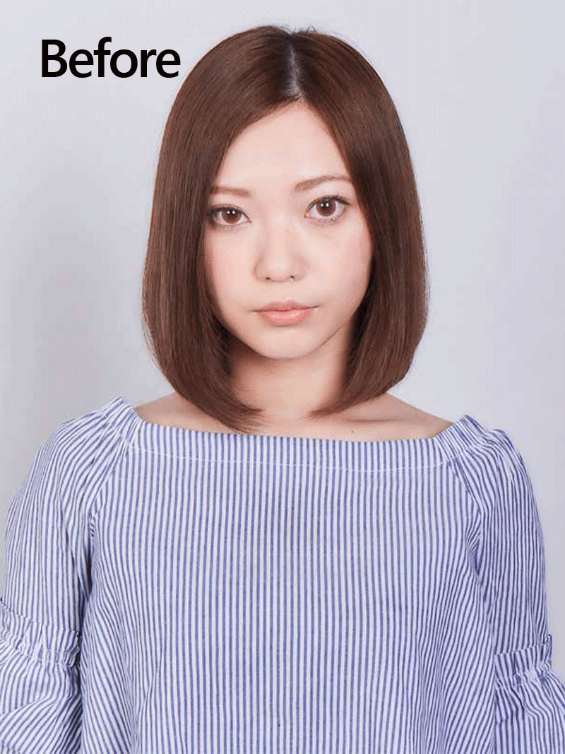 フルウィッグ ワンカールボブ Before & After