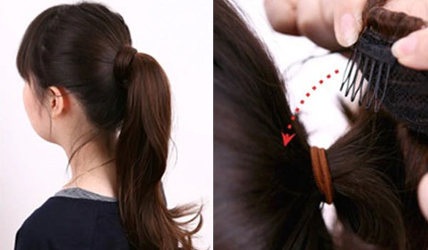 ポニーテールウィッグ（マジックテープ）の付け方